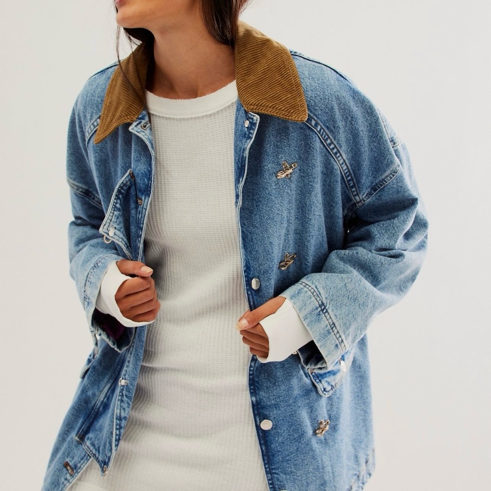 Free People Barn Coat in Ranch Blue Size Small Worn